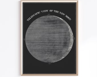 Printable Moon Map Vintage Moon Poster Astronomy Antique - Etsy