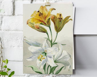 Impresión de pared de flores, arte de pared imprimible, estampado de flores vintage, impresiones botánicas, impresiones Cottagecore, descarga digital, arte de pared floral