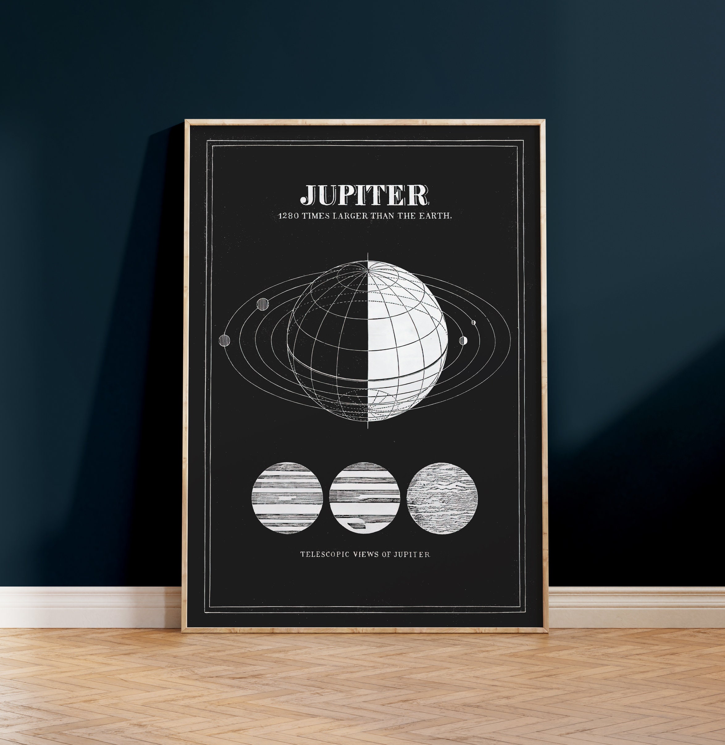 Printable Jupiter Wall Art Digital Download Space Poster Antique