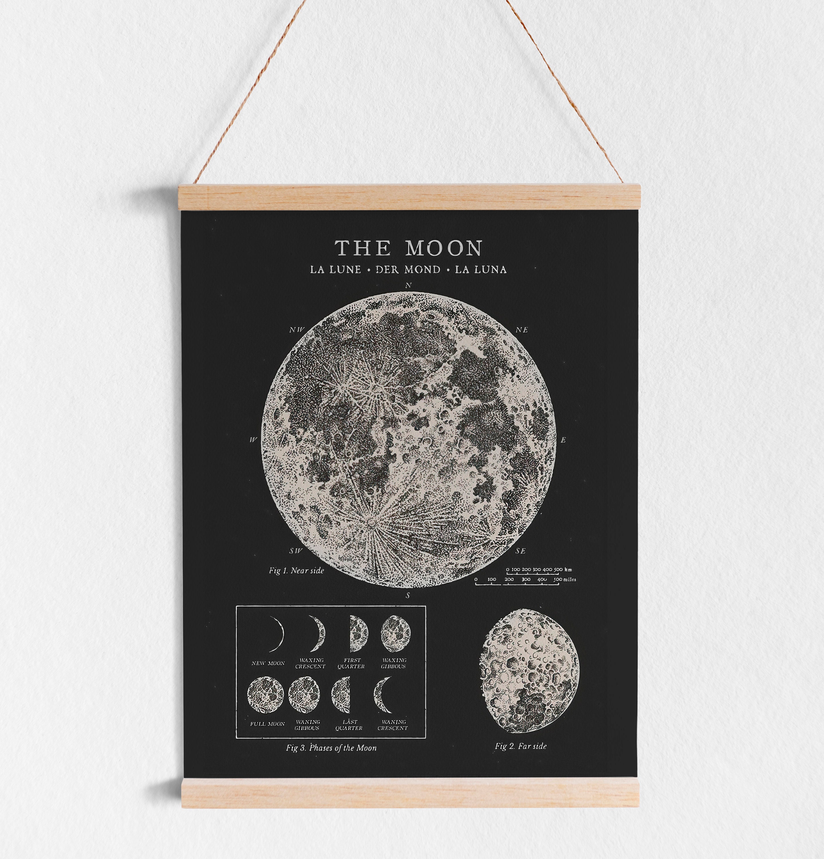 Moon Phases Printable | Vintage Moon Poster | Moon Phases Print
