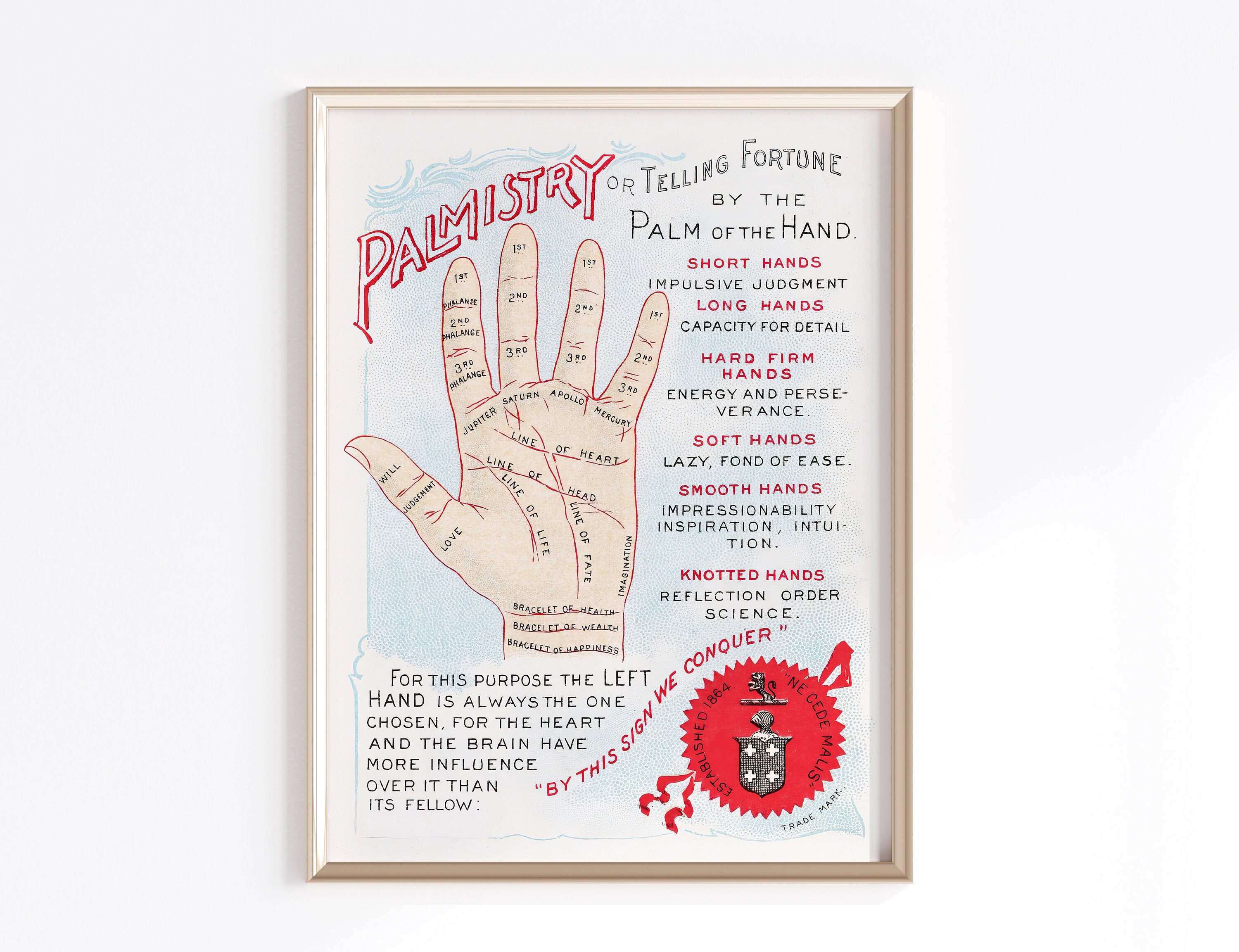 Palmistry Printable Wall Art Digital Download Fortune - Etsy