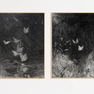 Printable Moody Moth/Buttefly Print | Digital Download | Dark Academia Decor | Gothic Wall Decor | Dark Cottagecore Art | Dark Cottagecore
