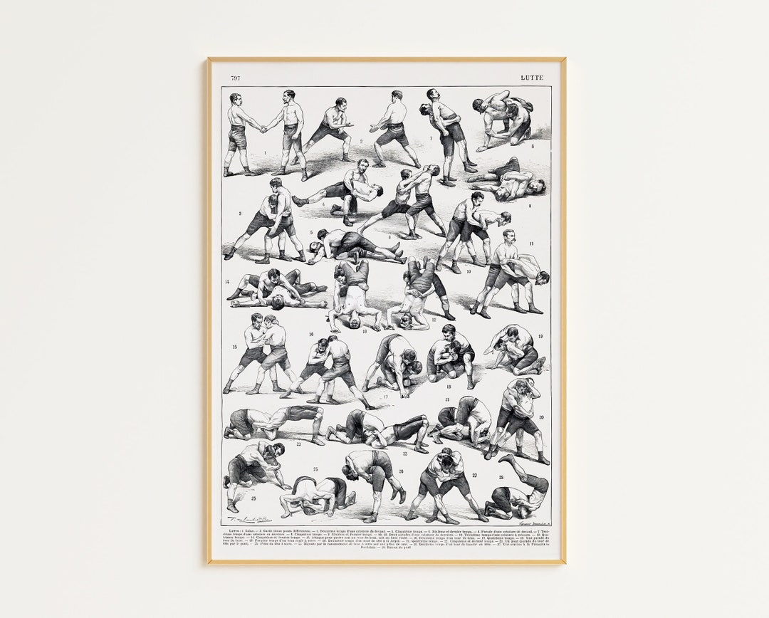 Wrestling Techniques Poster Printable Digital Download Wrestling Wall