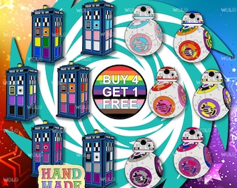 Pin esmaltado LGBT de Rainbow Pride Police Box, set de regalo, pin espacial BB8, pin LGBT, set de pines Kawaii, pin de solapa LGBT, pines populares, set de pines para mochilas