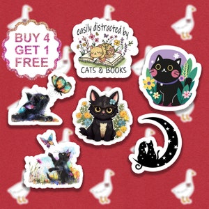 Zwarte Kat Stickers Kat Meme Stickers Kattenliefhebbers Sticker Kat Persoon Geschenken Laptop Sticker Bundel Esthetische Sticker Pack Tumbler Stickers