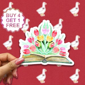 Adesivo de livro floral rosa adesivo floral flores selvagens adesivos livros de flores presente adesivo pacote portátil conjunto de adesivos estéticos tumbler adesivos
