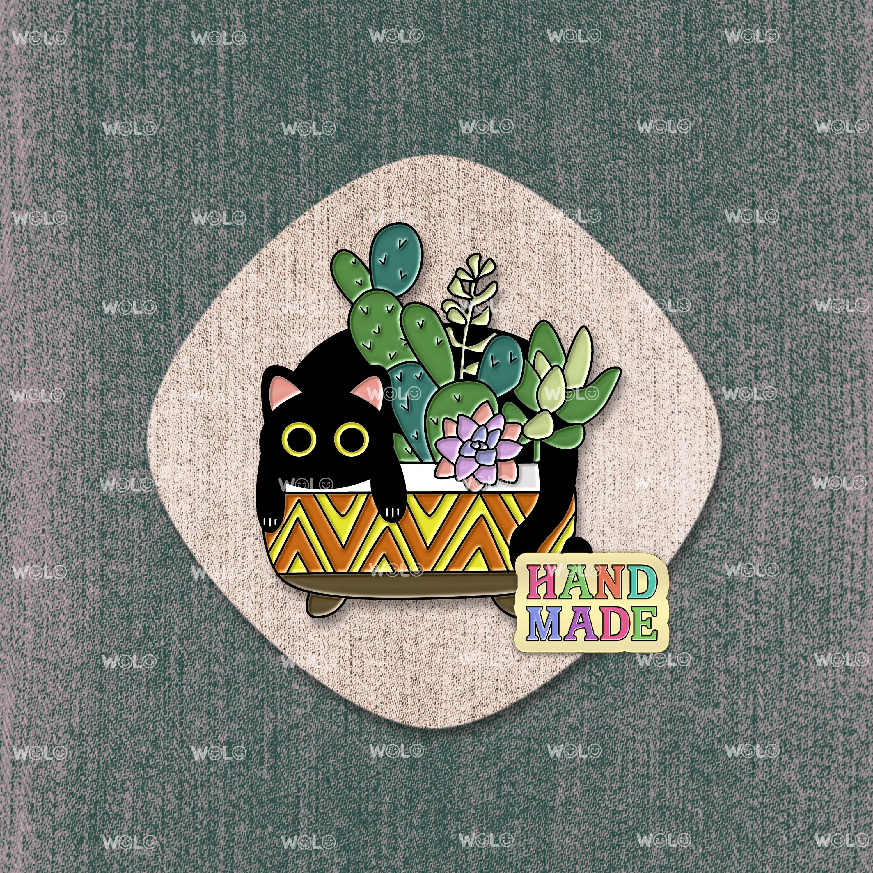 Cactus Cat Lapel Pin Cat Enamel Pin Gift Set Cute Cat Pin Set Cat ...