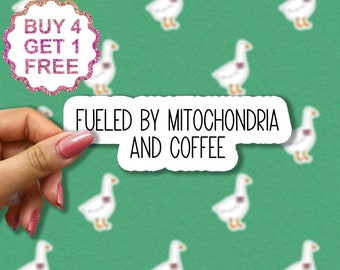 Tanken durch Mitochondrien und Kaffee Aufkleber, lustige Wissenschaft Laptop Aufkleber, Wasserflasche Aufkleber, Wissenschaft Aufkleber, Biologie Aufkleber Abziehbilder
