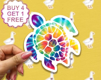 Calcomanía de tortuga marina tropical, calcomanía de playa oceánica, calcomanía de animal, regalo divertido de tortuga para ella, calcomanías inspiradoras para laptop, calcomanías para vaso