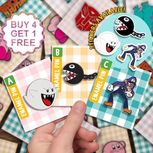 Juego de pines esmaltados de Super Mario Boo para videojuegos, divertidos regalos para videojuegos, pines divertidos y lindos, pines para jeans, pines de solapa de anime, juego de pines esmaltados de anime