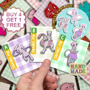 Conjunto de presentes de broches de esmalte de monstro Mewtwo, presente de amigo de anime, broche de lapela engraçado, broche de bolsa kawaii, broche de esmalte de desenho animado engraçado, conjunto de broches de anime