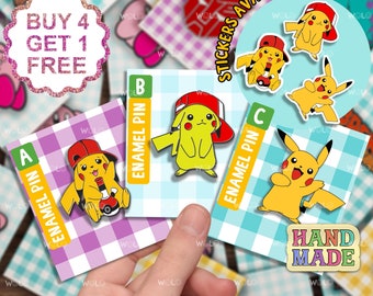 Stoner Pika Meme Enamel Pins Gift Set Gaming Gift For Him Funny Pins Set Kawaii Pin Set Hat Enamel Pins Cartoon Animal Pin Enamel Pins Set