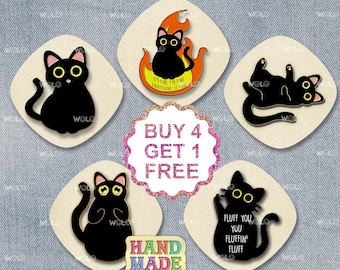 Negro gato solapa pin gato esmalte pin regalo conjunto lindo gato pin conjunto personal gato regalo Kawaii mochila pines collar esmalte pines jeans esmalte pin