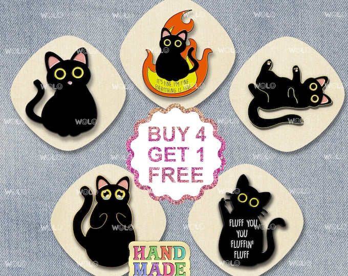 Black Cat Lapel Pin Cat Enamel Pin Gift Set Cute Cat Pin Set Personal Cat Gift Kawaii Backpack Pins Collar Enamel Pins Jeans Enamel Pin