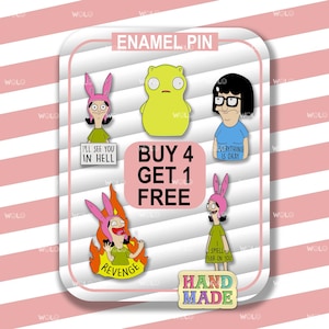 Pines de esmalte con meme de miedo de Louise Belcher, pines de dibujos animados divertidos, conjunto de pines de anime, regalos de Bob's Burger, pines de animación, pines de solapa divertidos, pines para bolsos, kawaii