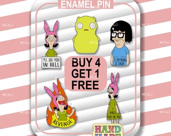 Louise Belcher Fear Meme Enamel Pins Funny Cartoon Pin Anime Pins Set Bobs Burger Gifts Animation Pins Funny Lapel Pin Bag Pins Kawaii