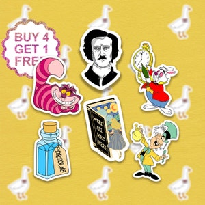 Nevermore Raven Bücher Aufkleber Buch Merch Aufkleber Bücher Liebhaber Geschenke Mini Laptop Aufkleber Ästhetische Aufkleber Set Wasserflasche Sticker Pack