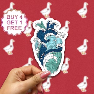 Kanagawa Große Welle Herz Aufkleber Anatomie Aufkleber Große Welle Geschenk Laptop Sticker Bundle Aesthetic Sticker Pack Stickers Pack Wasserflasche