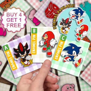 Juego de pines esmaltados de erizo Knuckles, regalo de juego para él, juego de pines esmaltados, divertidos y lindos, pin de mochila kawaii, juego de pines divertidos