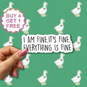 I Am Fine His Fine everything is fine Aufkleber, Zitat Aufkleber, lustiges Aufkleberpaket, lustiges Sarkasmus-Zitat, Laptop Aufkleber Bündel