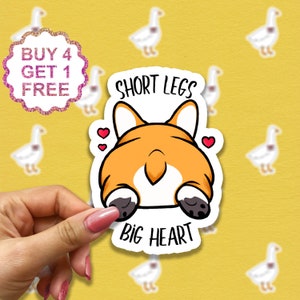 Sticker grand coeur jambes courtes, Stickers citation, Stickers chiens rigolos, Cadeau pour les amateurs de corgi, Stickers mini ordinateur portable, Lot d'autocollants esthétiques