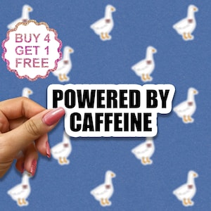 Powered by Kaffeine Aufkleber, Zitat Aufkleber, lustiges Aufkleberpaket, lustiges Sarkasmus-Zitat, Laptop-Aufkleberpaket, ästhetisches Aufkleberpaket
