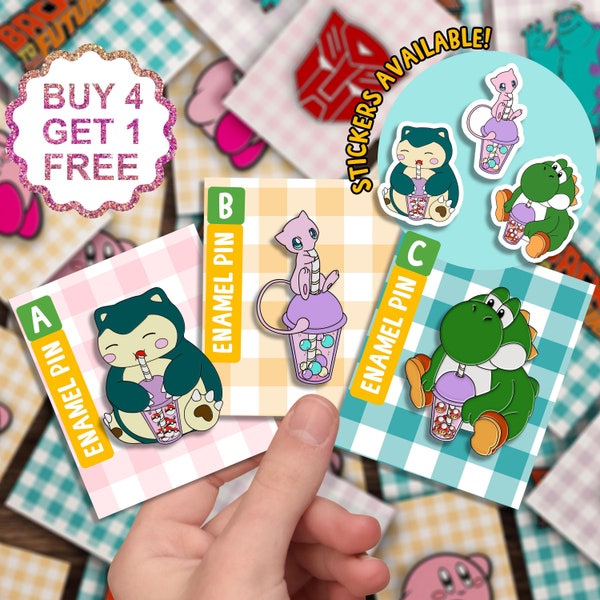 Snorlax Boba Tea Gaming Enamel Pins Gift Set Fun Gaming Gifts Funny Pins Set Kawaii Anime Pins Lapel Pin Jacket Backpack Pins Set