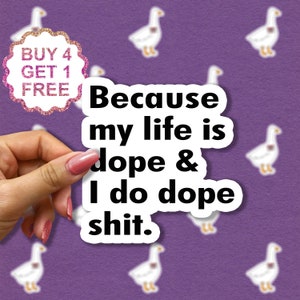 Omdat mijn leven dope is en ik dope shit Sticker, citaatstickers, grappig stickerspakket, grappig citaat sarcasme, inspirerende laptopstickers, inspirerende laptopstickers