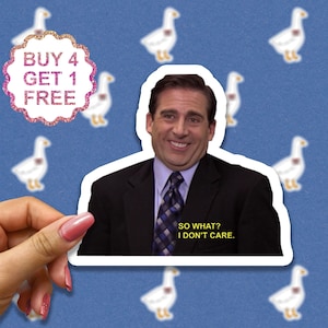 Adesivo Então, o que eu não me importo, adesivos com citações, Michael The Office, citação engraçada de sarcasmo, pacote de adesivos para laptop, conjunto de adesivos estéticos