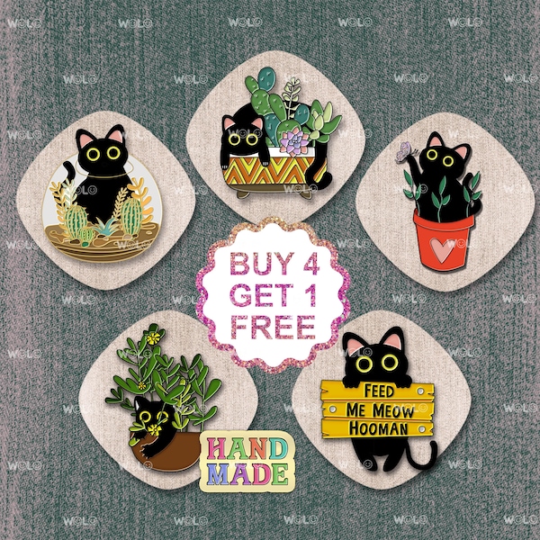 Cactus Cat Lapel Pin Cat Enamel Pin Gift Set Cute Cat Pin Set Cat Person Gifts Cat Pin For Backpack Collar Enamel Pins Jeans Enamel Pin