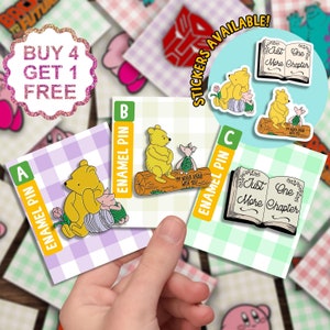Juego de regalo de pin esmaltado con forma de libro de Winnie the Pooh, regalo bonito para amantes de los libros, pin divertido para mochila, pin de anime kawaii, juego de pin divertido de dibujos animados, pin esmaltado