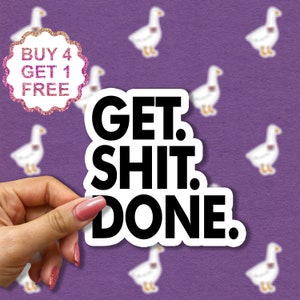 Get Shit Done Aufkleber, Zitat Aufkleber, lustiges Aufkleberpaket, lustiges Sarkasmus-Zitat, Laptop Aufkleberpaket, ästhetisches Aufkleberpaket