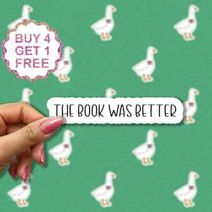 Het boek was beter sticker, grappige sticker, boeken laptop stickers, boeken tuimelaar stickers, boeken waterfles sticker, boek waterfles sticker