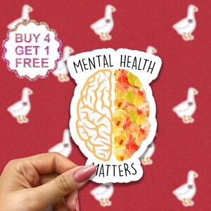 Geestelijke gezondheid is belangrijk sticker, citeerstickers, hersensticker, geestelijke gezondheidsgeschenken, inspirerende laptopstickers, esthetische stickerset