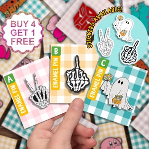 Middle Finger Halloween Enamel Pin Gift Set Ghost Lovers Gift Funny Pins Enamel Cute Pin For Her Kawaii Backpack Pins Enamel Pin Cute Set