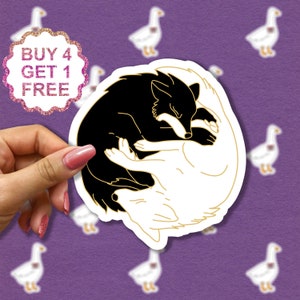 Yin Yang Mond Aufkleber Wolf Wilde Tiere Aufkleber Yin Yang Geschenk Mini Laptop Aufkleber Ästhetische Aufkleber Set Wasserflasche Sticker Pack
