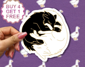 Yin Yang Moon Sticker Wolf Wild Animals Sticker Yin Yang Gift Mini Laptop Stickers Aesthetic Sticker Set Waterbottle Sticker Pack
