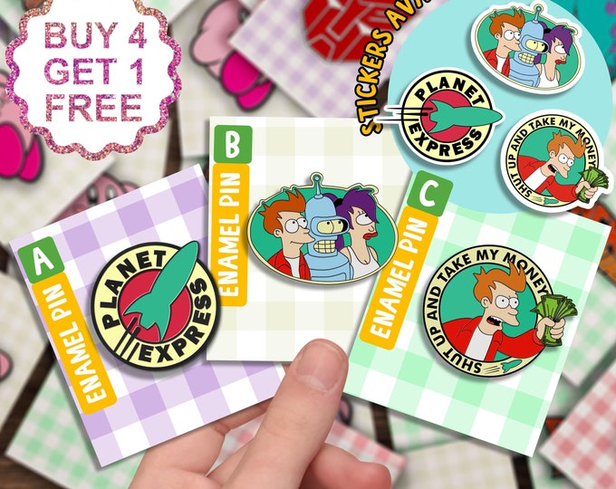 Planet Express Meme Enamel Pins Gift Set Anime Gift For Boys Birthday Pin Funny Cute Kawaii Enamel Pins Bag Pins Kawaii Cute Enamel Pin Set