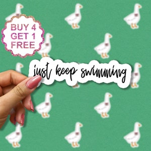 Just Keep Schwimmen Aufkleber, Zitat Aufkleber, lustige Aufkleber, lustiges Sarkasmus Zitat, Mini Laptop Aufkleber, Ästhetischer Aufkleber