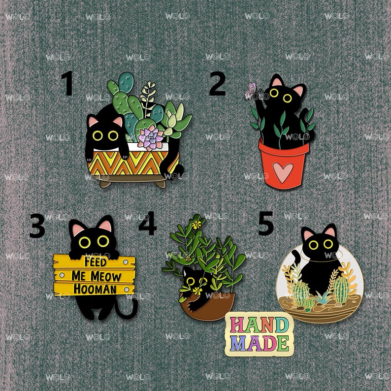 Cactus Cat Lapel Pin Cat Enamel Pin Gift Set Cute Cat Pin Set Cat ...
