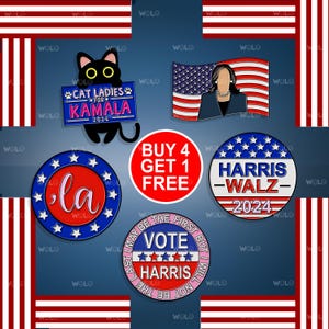 Kamala Harris 2024 President Enamel Pin Set Kamala Pin Harris Walz 2024 Vote Kamala Harris Pin Support Kamala Democratic Pin Campaign Pin