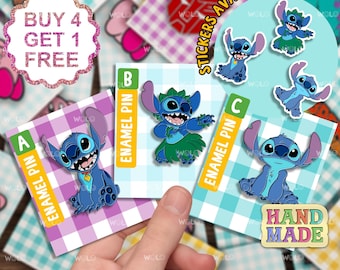 Stitch Ohana Kawaii Enamel Pin Gift Set Anime Meme Gift Funny Pins Set Cute Anime Pins Lapel Pin Jacket Cartoon Animal Pin Backpack Pins Set