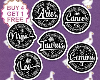 Adesivos de estrelas do zodíaco Áries, Leão e Libra, adesivos espaciais, presente para amigo(a) do zodíaco, adesivos inspiradores para laptop, conjunto de adesivos estéticos, adesivos para copos.