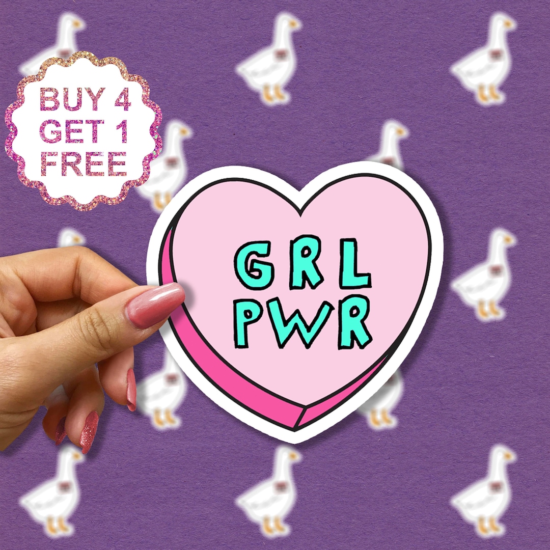 Girl Power Computer Sticker Girl Power Stickers, Quote Stickers, Heart Stickers, Feminist Sticker ...