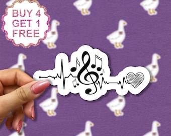 Pegatinas con notas musicales y latidos del corazón, pegatinas musicales, pegatinas musicales divertidas, pegatinas para portátil, pegatinas con letras de canciones.