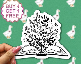 Pegatinas de flores para libros, pegatinas para lectores electrónicos, pegatinas para libros, pegatinas para amantes de los libros, regalo para amantes de los libros, pegatinas para leer