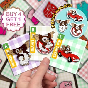 Conjunto de regalo de pin esmaltado de Gizmo Monster, regalo de animal de anime, pin de solapa divertido, lindos pins de anime, mochilas, pin esmaltado, lindo conjunto de pin esmaltado