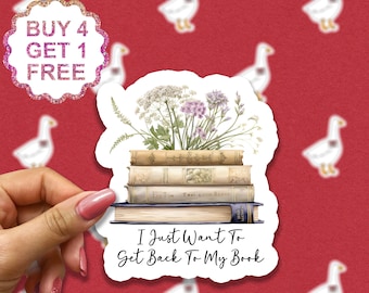 I Just Want To Get Back To My Book Sticker, Book Stickers, E-Reader Stickers, Funny Book Nerd, Book Lovers Gift, Kawaii Cute Stickers