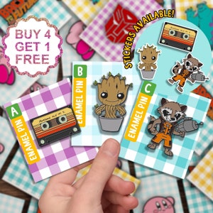 Juego de pines esmaltados de Groot Galaxy, regalos para amantes del cine, pines de animales divertidos, pines para bolsos, pines kawaii, divertidos conjuntos de pines de dibujos animados, pines esmaltados.