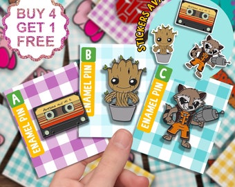 Groot Galaxy smalto Pins Set regalo Amanti del cinema Regali Simpatici animali divertenti Pins Borsa Pins Kawaii Cute Bag Pins Divertente cartone animato Pin Sets smalto Pin